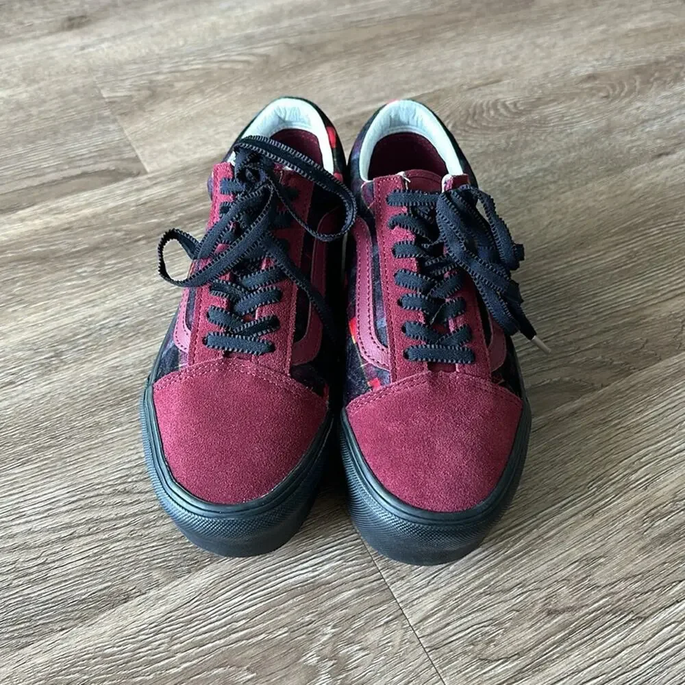 Vans Old Skool Stackform Platform Sneakers Velvet Plaid Women’s 6.5 - Picture 2 of 7
